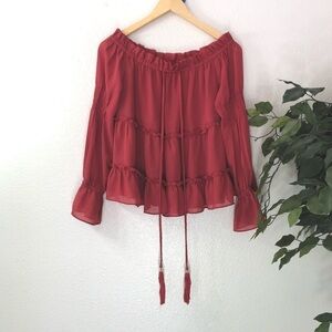 Sun & Shadow Layered Off Shoulder Blouse